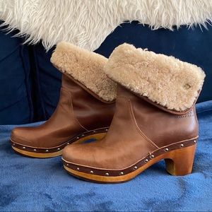 UGG Lynnea Leather Clog Boots sz 6